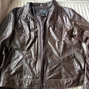 Brown Faux Leather Jacket